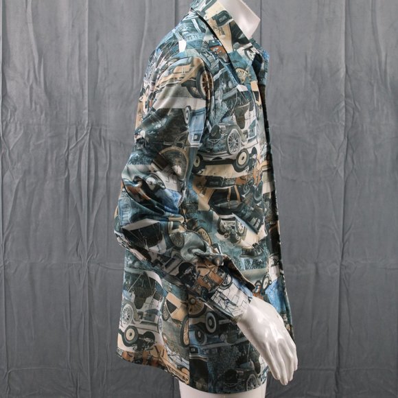 Vintage Button Down Shirt - Model T Car All Over Graphic by Lancer - Men's XL - Picture 8 of 9